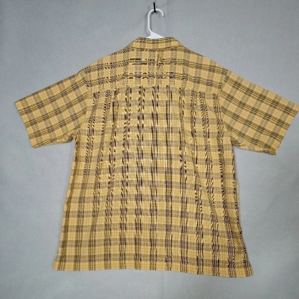 The North Face Mens Yellow Plaid Button Up Shirt Size Large
